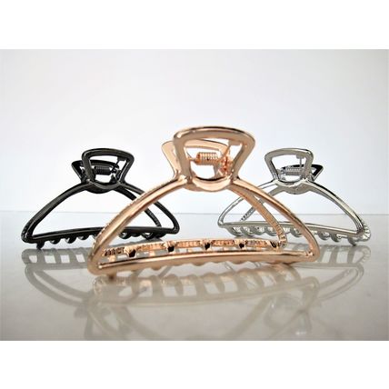 Rose gold silver or dark silver tone metal hair claw clip