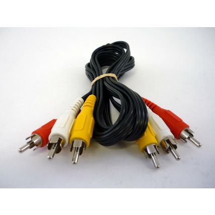 5ft 3 RCA Male to 3 RCA Male Cord Black Audio Video AV Cable