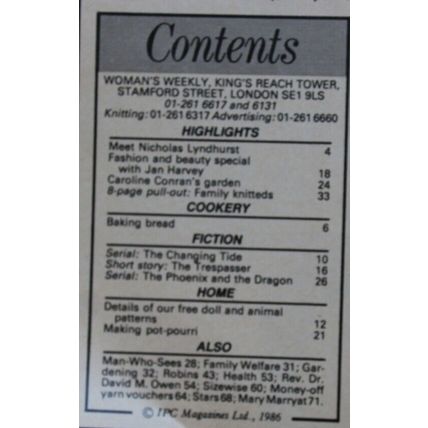 Vintage Woman's Weekly Magazine - 20th September, 1986