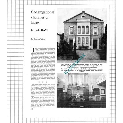 Witham Essex Congregational Church - 1967 Article