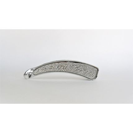 Rounded silver acrylic sparkly banana hair claw clip with rhinestones
