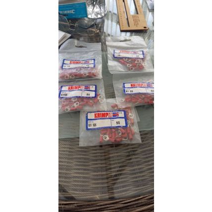 1.5mm Red Insulated Ring Terminals 5mm Hole (5 Pkts of 50)