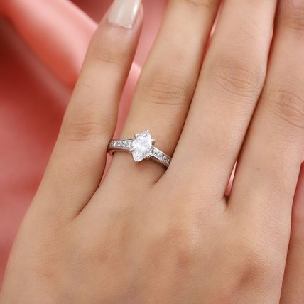 Marquise Solitaire Ring Made With Swarovski Zirconia Sz R½ Platinum 925 Silver