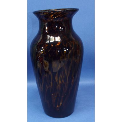 Tall Vintage Hand Blown Art Glass Vase Tortoise Shell Polished Pontil.