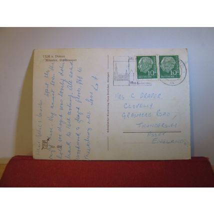Ulm Minster. ULM, GERMANY used vintage postcard 1958 pm =