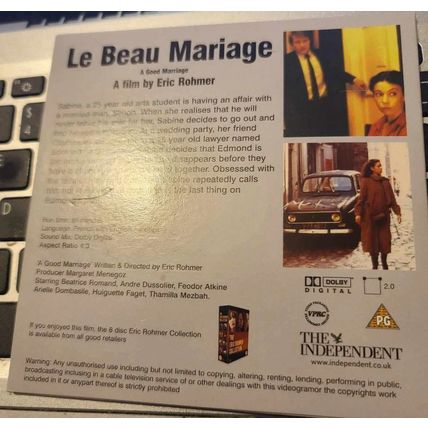 Le Beau Mariage DVD Promo The Independent A Good Marriage