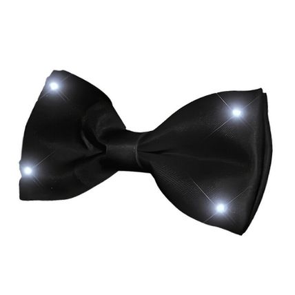 Black Bow Tie with White LED Lights