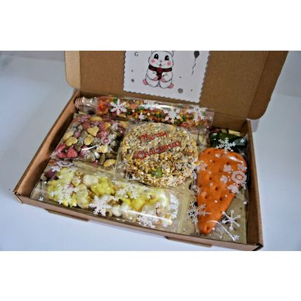 HOPPY CHRISTMAS RABBIT BUNNY GIFTBOX DECORATED GIFT BOX WITH XMAS CAKE & TREATS