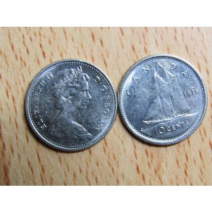 1976 Queen Elizabeth ll 10 Cents Canada Coin