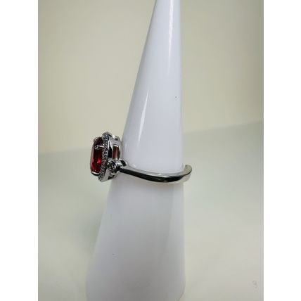 Bomb Party Womens/Kids Adjustable RBP Red Oval Ring Sz 4 or 5 Rhodium Pl