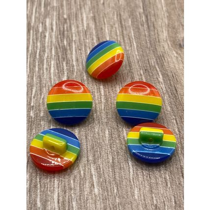 15mm Shank Buttons LGBT Gay Pride Rainbow Round Resin Knitting Jacket Coat
