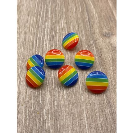 15mm Shank Buttons LGBT Gay Pride Rainbow Round Resin Knitting Jacket Coat