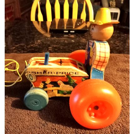 Old Vintage Original Fisher Price Tractor # 629 5 1/2" Long Working 1962
