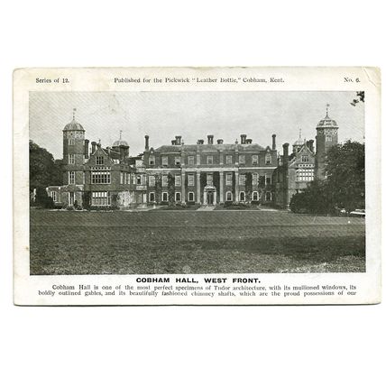 Postcard UK England Kent Cobham Hall country house now school posted 1918