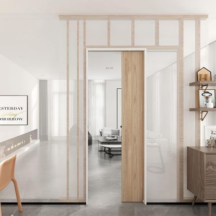 JUBEST 6FT Commercial Grade Pocket Door Hardware and Track Set, Sliding Door Har