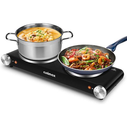 Cusimax Hot Plate for Cooking 1800W Portable Electric Double Burner Countertop C