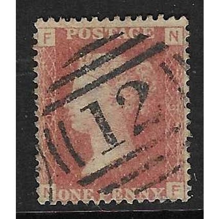 GB 1858 QUEEN VICTORIA 1d RED PLATE 93 OF USED SG43/44 NF