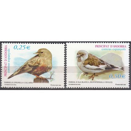 Andorra Español 2002 Michel 287 - 288 Neuf ** Cote (2008) 3.00 € Oiseaux