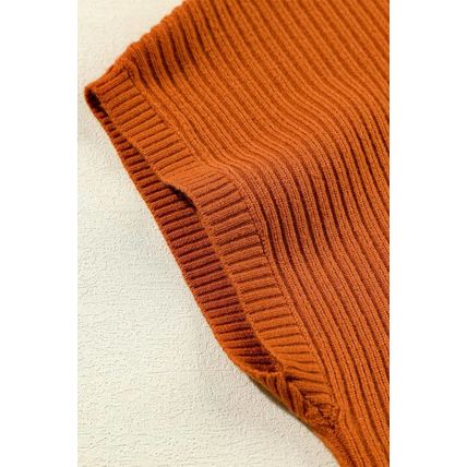 Gold Flame Patch Pocket Ribbed Knit Short Sleeve Sweater