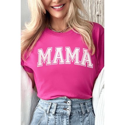 Rose Red MAMA Graphic Crew Neck Tee