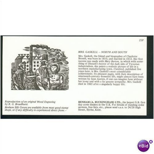 Benham Silk FDC 1980 Famous Authors 17&1/2p Mrs Gaskell