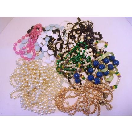 Over 1 LB Vintage Beaded Necklace Lot Craft Repair Repurpose Embellish LOT 4