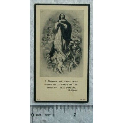 1951 prayer card Christopher & Olivia Foster, Standish