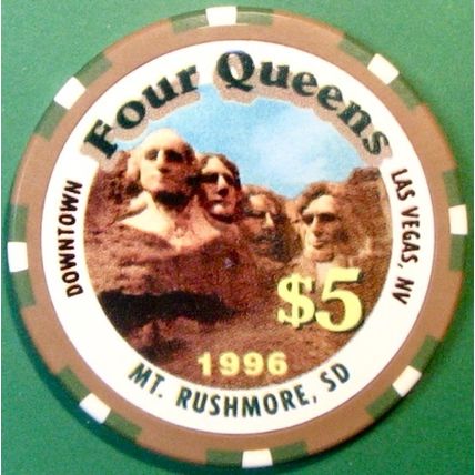 Four Queens. $5 Casino Chip. Las Vegas, NV. T. Roosevelt. X70.