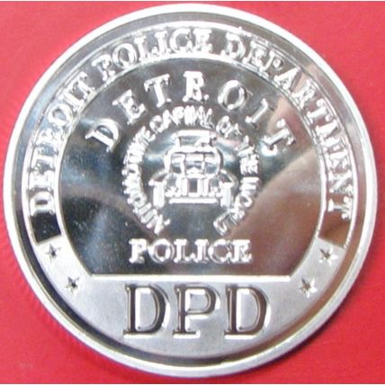 Detroit PD. Challenge Coin. 1.50" Silver Tone. 77b.