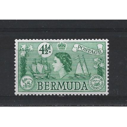 Bermuda.SG142 4 1/2d Sea Venture (galleon),coin and Perot stamp.Mnted Mint.Mar25