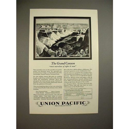 1928 Union Pacific Railroad Ad - Grand Canyon