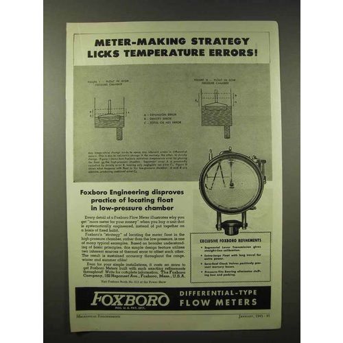 1945 Foxboro Flow Meter Ad - Licks Temperature Errors