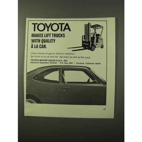 1972 Toyota Lift Trucks Ad - With Quality a La Car
