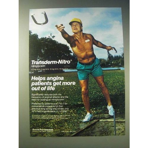1989 Ciba-Geigy Summit Pharmaceuticals Transderm-Nitro Ad - Helps angina