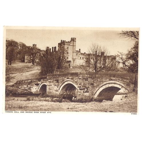 HADDON HALL and bridge.., Derbyshire unused vintage postcard Photochrom =