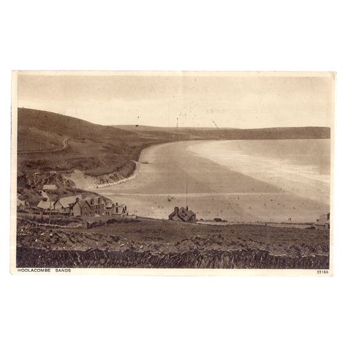 WOOLACOMBE SANDS, DEVON used postcard 1939 postmark by photochrom /