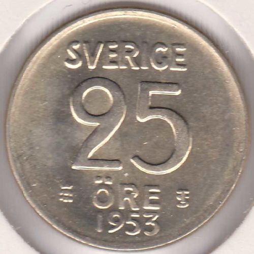 Sverige / Sweden - 25 öre 1953 in high quality!