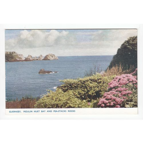 Moulin Huet Bay and Pea-stacks Rocks Guernsey Postcard G855