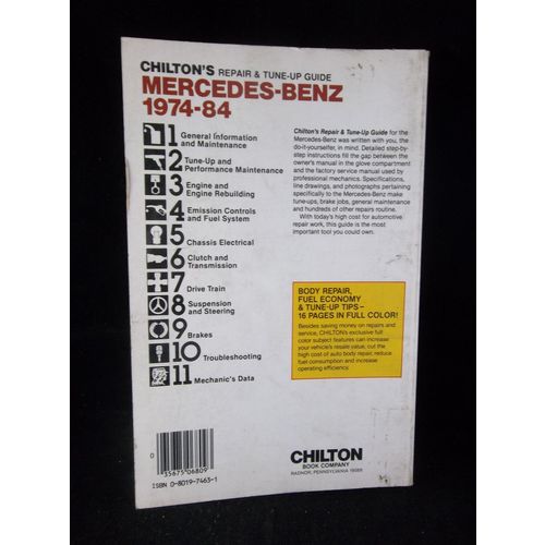 1974-84 Mercedes-Benz 190 230 240 280 300 380 450 500 Chilton Repair Manual 6809