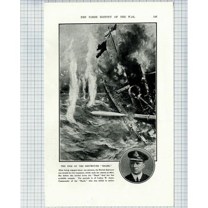 (5868) The Destroyer Ship SHARK Loftus W Jones World War One WW1 - 1916