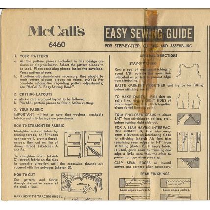 McCalls 6460 Sewing Pattern Childs Top Pants Blouse Size 3 Cir. 1962 Used