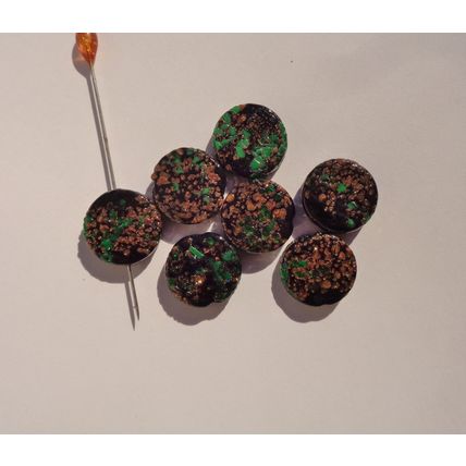 7 Vintage Speckled Black Round Glass Beads 18mm Crafting Jewelry bd079