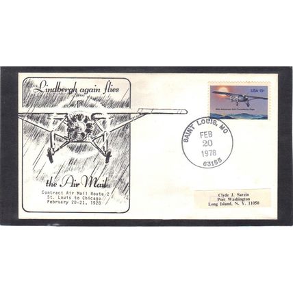 Event Lindbergh Again Flies 1710 Spirit of St. Louis (Unkn Cachet-Label/A) CV008