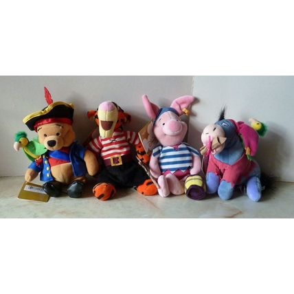 DISNEY STORE POOH AND FRIENDS PIRATE BEANIES – SET OF 4