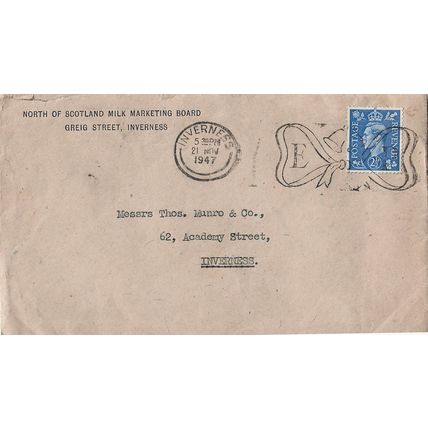 GB 1947 North of Scotland Milk Marketing Board cover Inverness pm