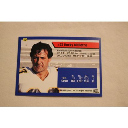 Rocky DiPietro 1991 AW Sport All-World CFL NO. 50