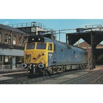 Fifty Class 50025 Train Invincible at Doncaster Road Postcard