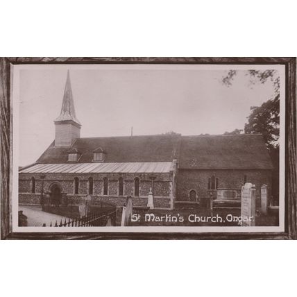 St Martins Church Ongar from Soldier Real Photo WW1 Postcard