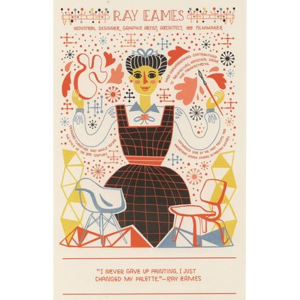 Ray Eames California American Architect Textile Designer Postcard