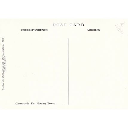 Chatsworth Hunting Tower Postcard unused VGC